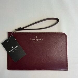 kate spade New York Medium L Zip Staci Wristlet Wallet Clutch Deep Berry NWT